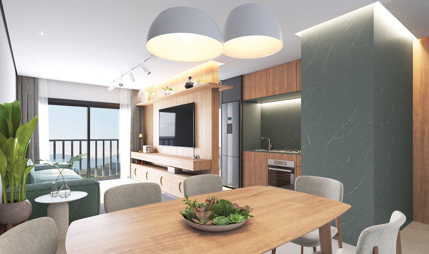 Integração Living Cozinha